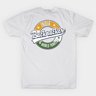 India backpacker world traveler retro logo. T-Shirt